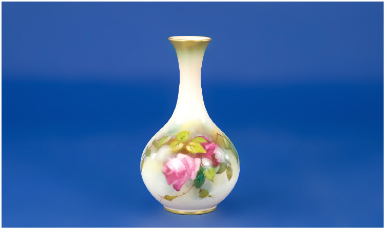 Appraisal: Royal Worcester Small Hand Painted Speciman Vase 'Roses and Bracken'