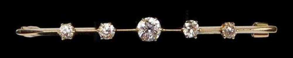 Appraisal: JEWELRY K Antique Diamond Bar Pin K yellow gold antique