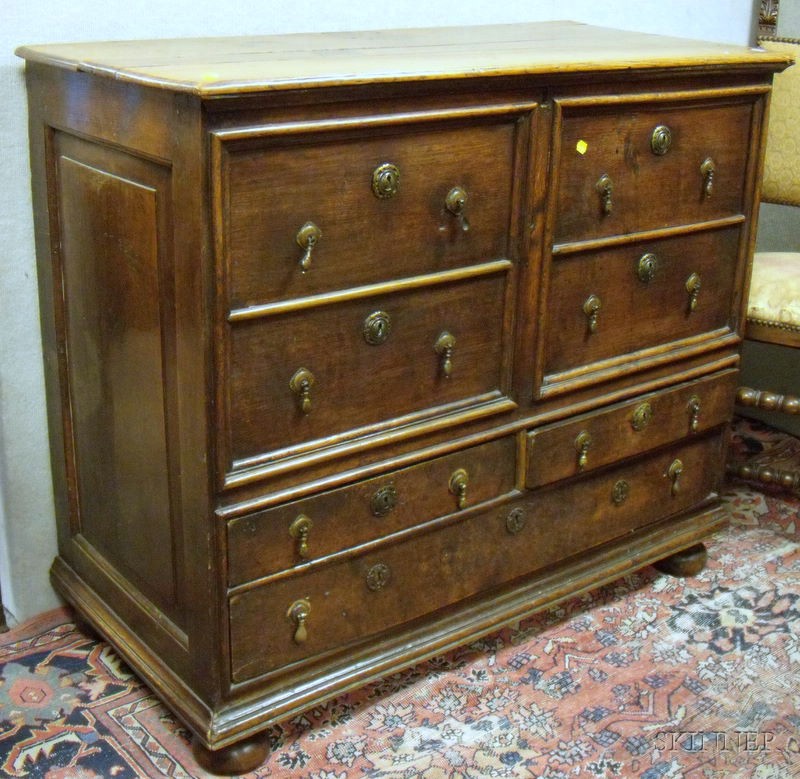 Appraisal: British th Century Provincial Oak Blanket Chest over Three Drawers