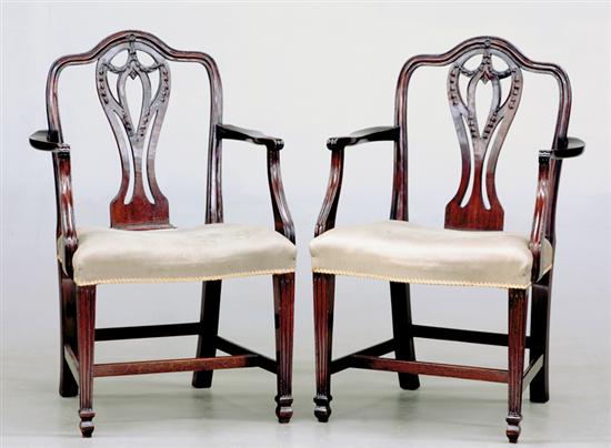 Appraisal: Sheraton carved mahogany armchairs set of eight circa - comprised