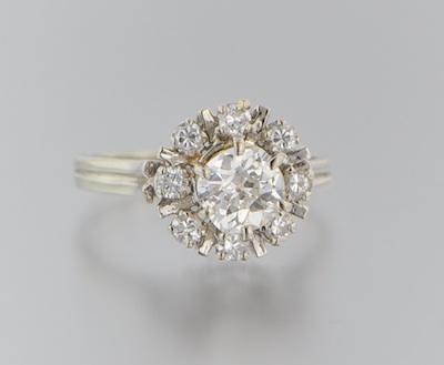 Appraisal: A White Gold and Mine Cut Diamond Ring k white