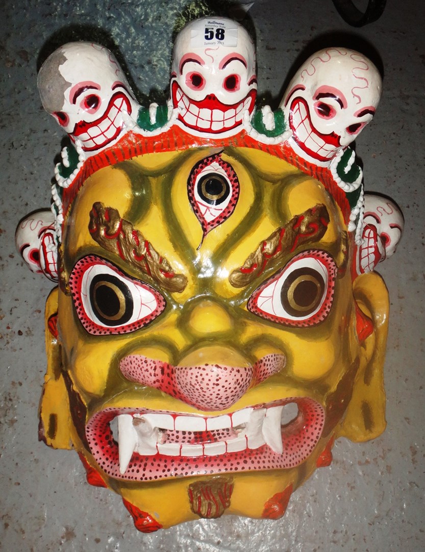 Appraisal: A large Oriental papier mache mask