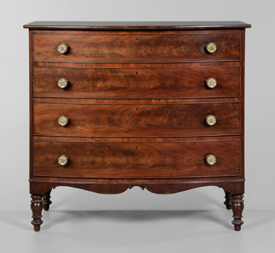 Appraisal: Federal Figured Mahogany Chest New England early th century mahogany