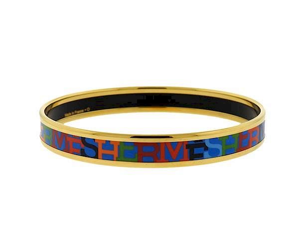 Appraisal: Hermes Enamel Bangle Bracelet METAL base metal GEMSTONES enamel MEASUREMENTS