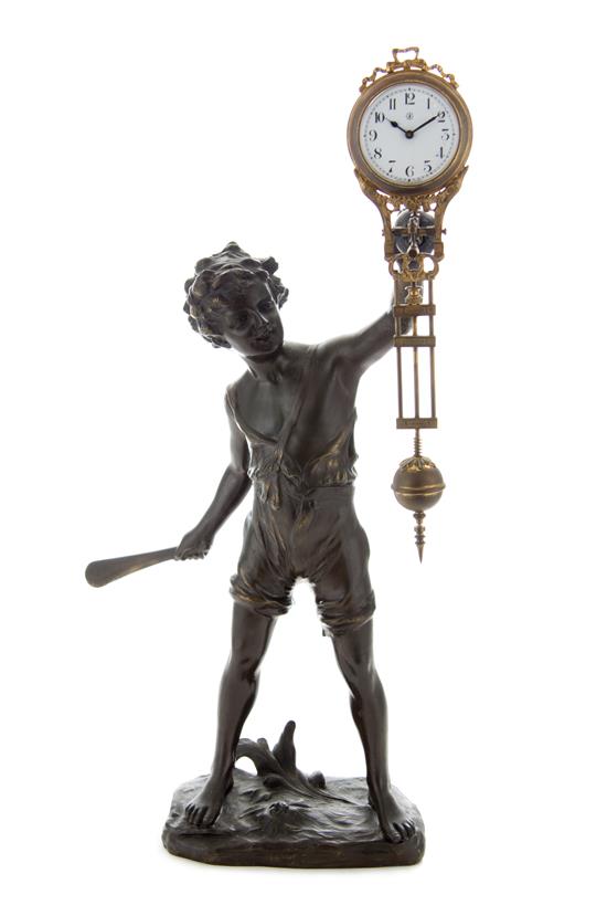 Appraisal: Sale Lot A A German Metal Figural Clock the pendulum