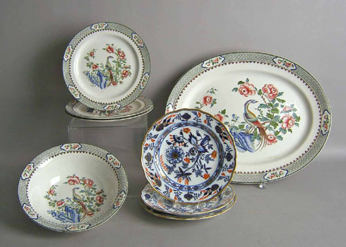 Appraisal: Three Meissen onion pattern plates th c together with ironstone