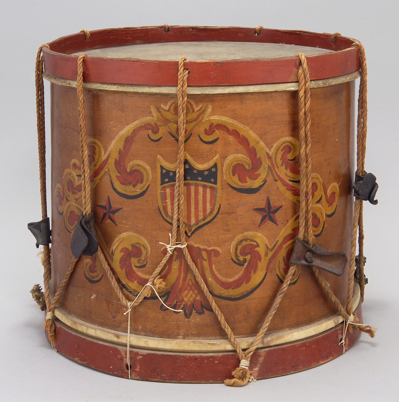 Appraisal: MASSACHUSETTS CIVIL WAR ERA DRUM One side with painted decoration