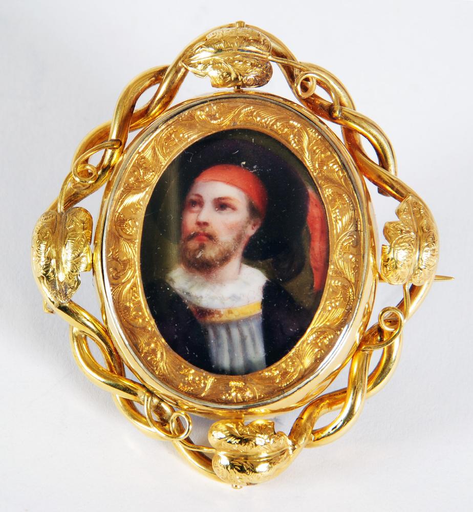 Appraisal: A VICTORIAN BROOCH centred by an oval miniature on ivory