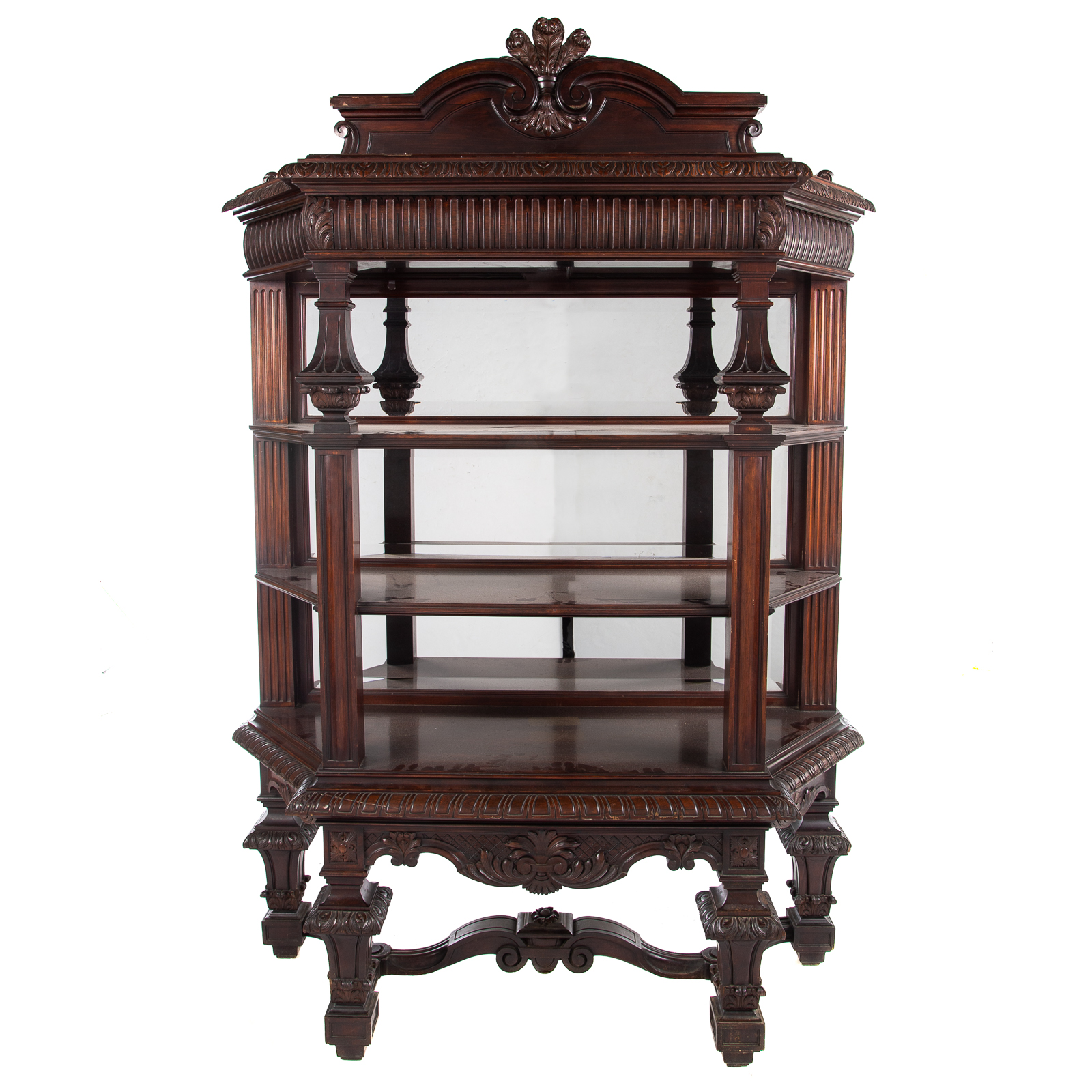 Appraisal: EDWARDIAN CARVED ROSEWOOD ETAGERE Late th early th century with