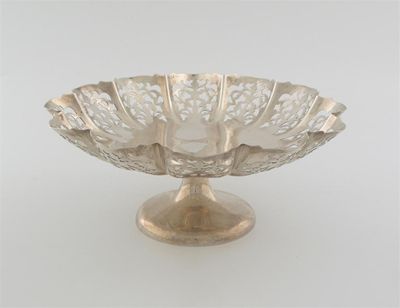 Appraisal: A modern petal shaped tazza with pierced sides by Viners