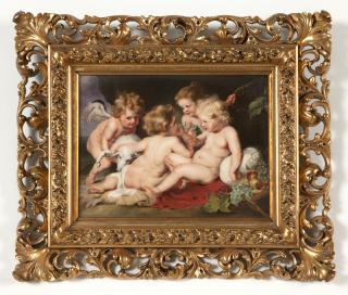 Appraisal: A framed KPM porcelain plaque Late th early th century