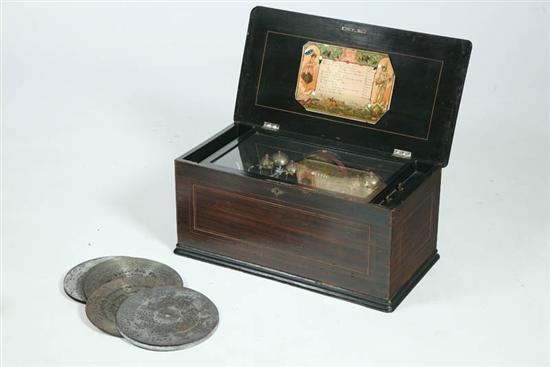 Appraisal: MUSIC BOX Swiss twelve tune cylinder box having six bells