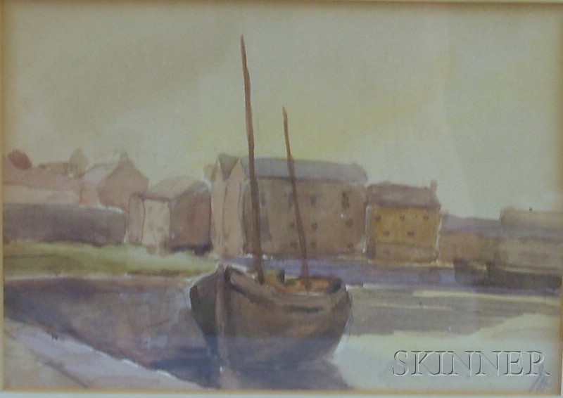 Appraisal: Framed American School Watercolor on Paper board Harbor View inscribed