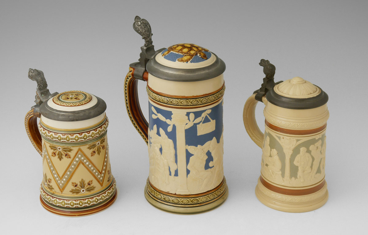 Appraisal: COLLECTION OF METTLACH STEINS steins total to include panels of