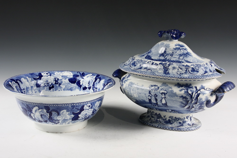 Appraisal: PCS STAFFORDSHIRE - Including Covered Tureen with scalloped handles and