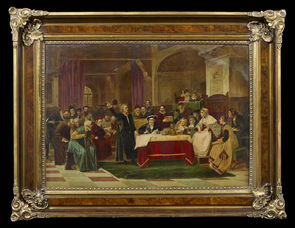 Appraisal: Large Richly Hued German Chromolithograph of The Queen's Council fourth