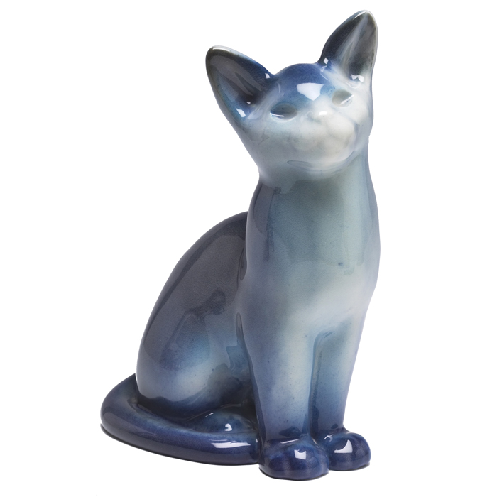 Appraisal: Rookwood figural cat covered in blue and white Hi-glaze designed