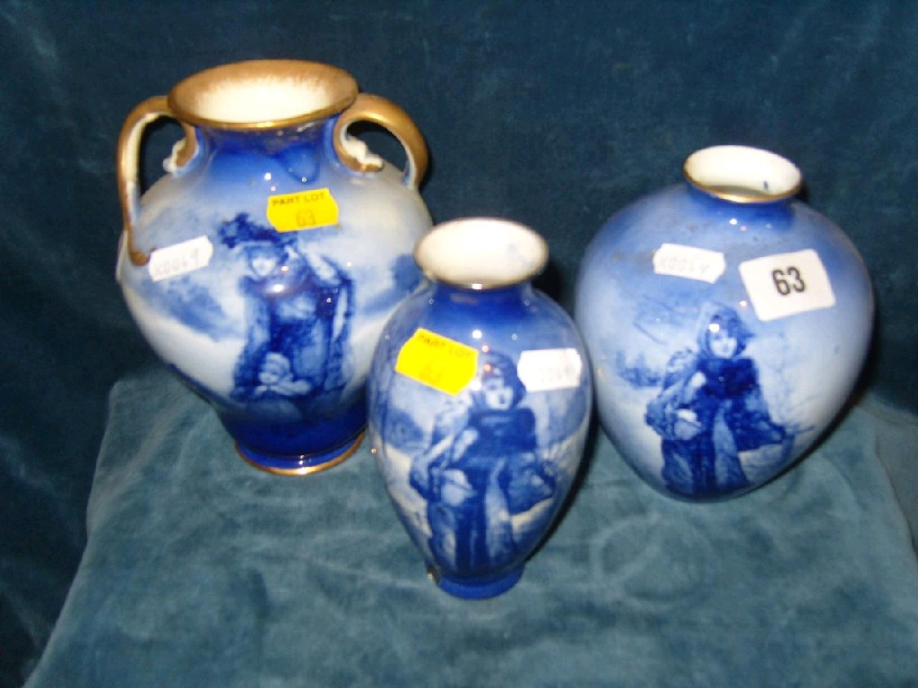 Appraisal: A collection of three early th century Royal Doulton vases