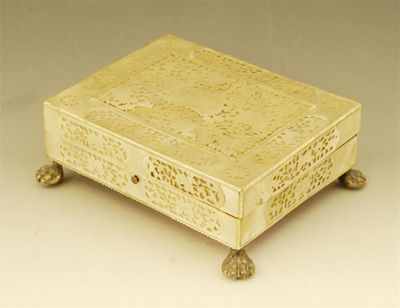 Appraisal: A th century Chinese mother of pearl box with pierced