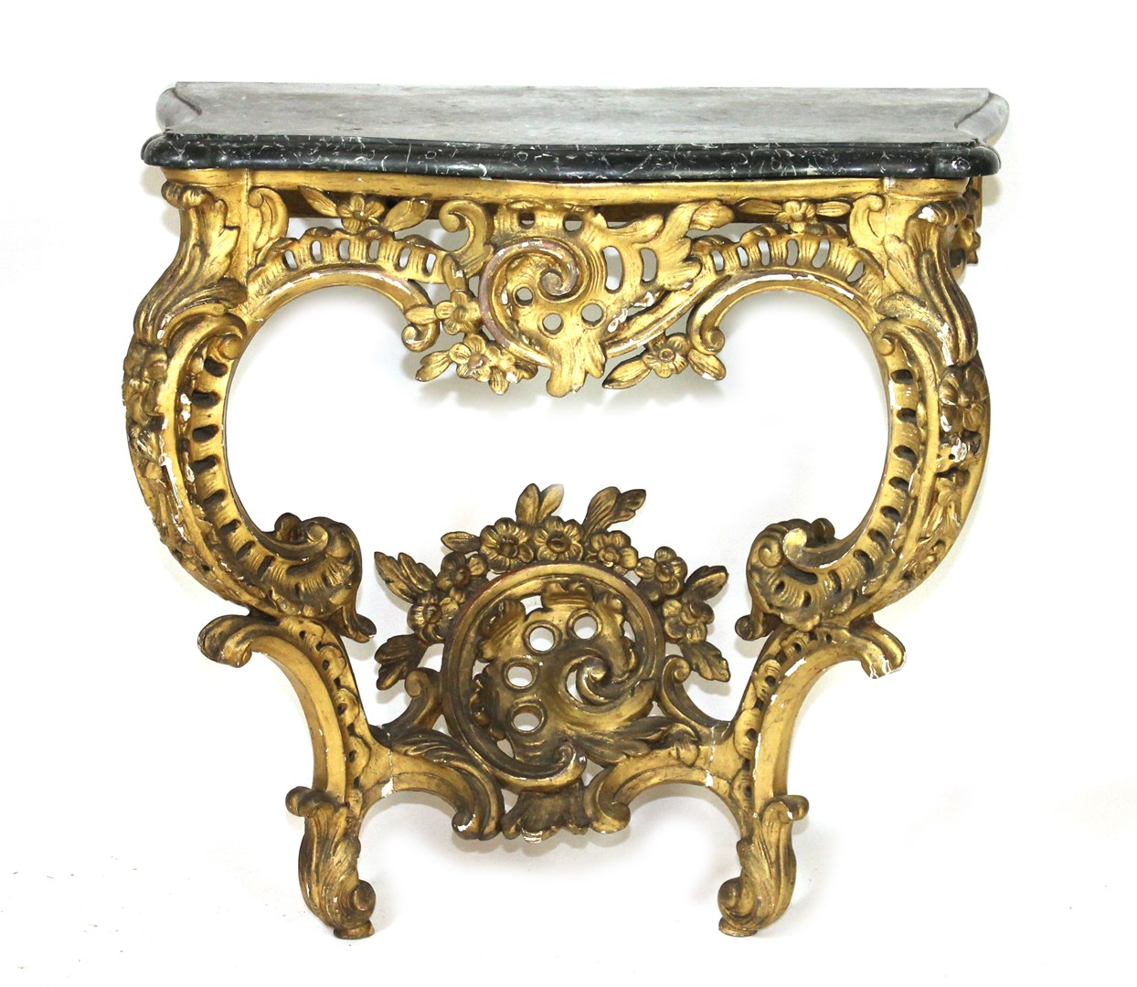 Appraisal: A th century Italian console table the serpentine marble top