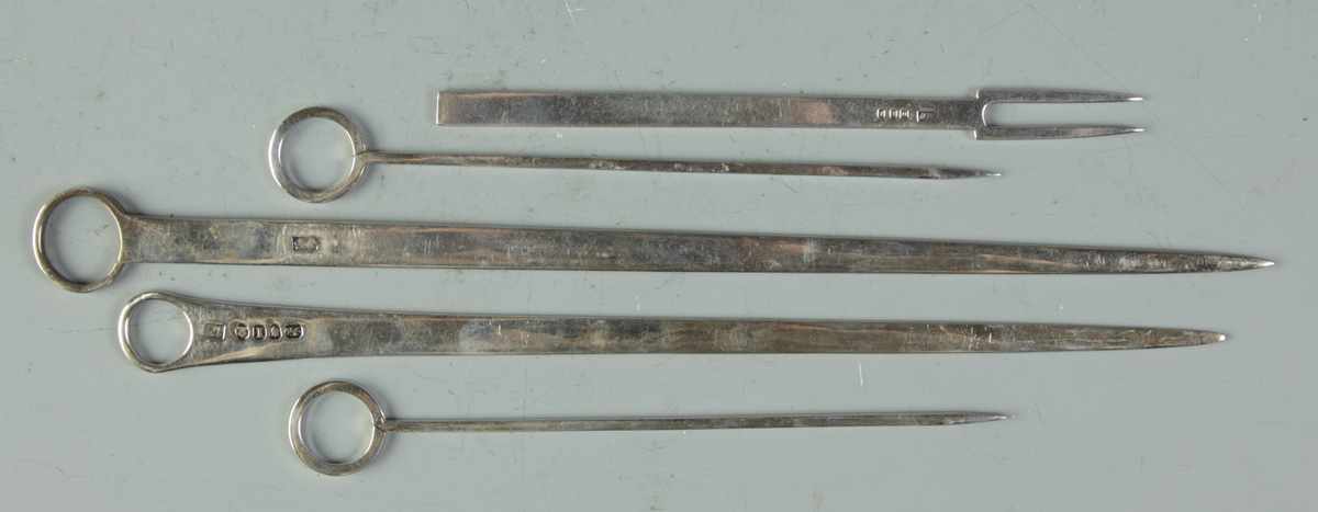 Appraisal: Group of Various English Sterling Meat Skewers Group of Various