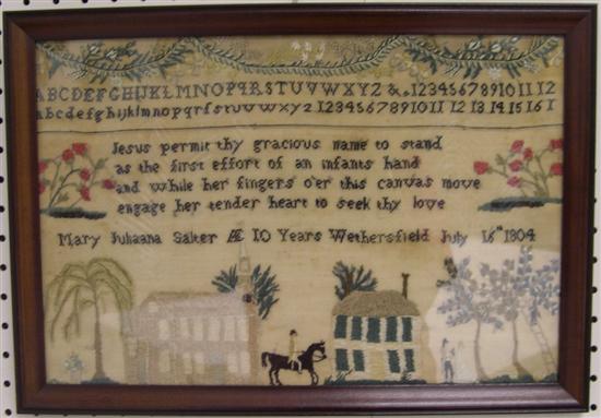 Appraisal: Sampler Wethersfield CT sampler by Mary Juliana Salter ''AE years