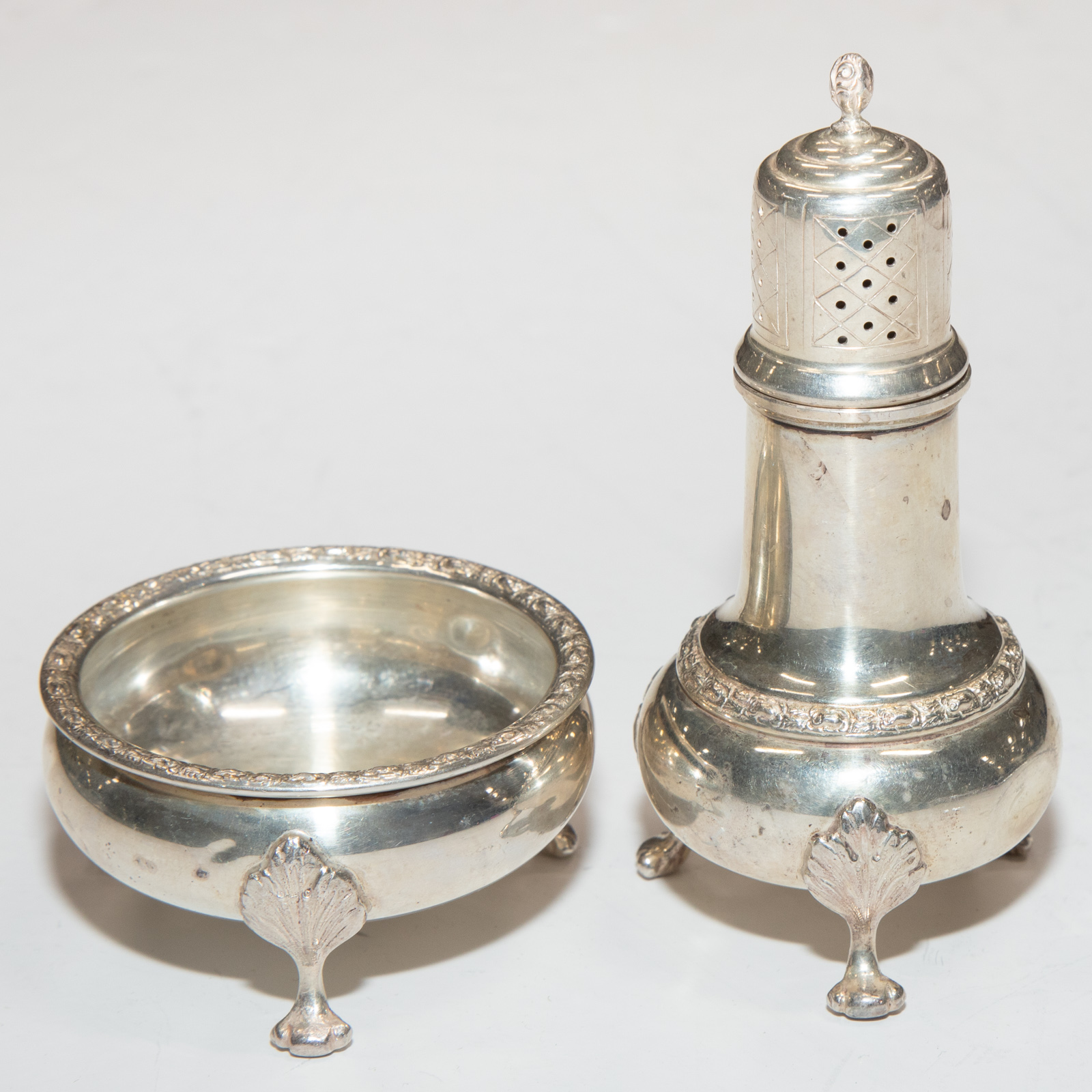 Appraisal: FRANK M WHITING STERLING TALISMAN ROSE Open salt and pepper