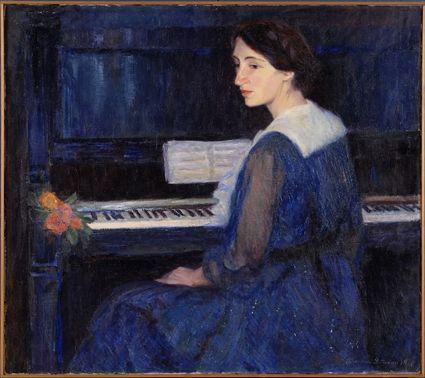 Appraisal: BERNHARD GUTMANN - GIRL AT PIANO Oil on canvas x