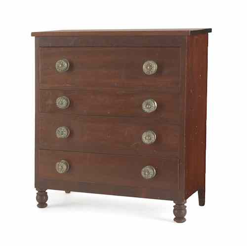 Appraisal: Miniature Sheraton mahogany chest of drawers ca h w