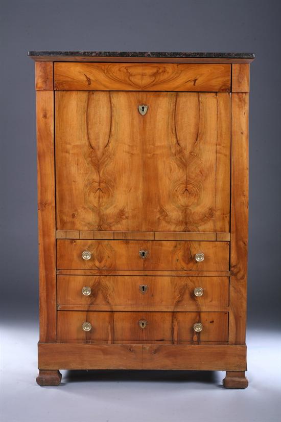 Appraisal: FRENCH RESTORATION FRUITWOOD SECRETAIRE A ABATTANT Circa - with mottled