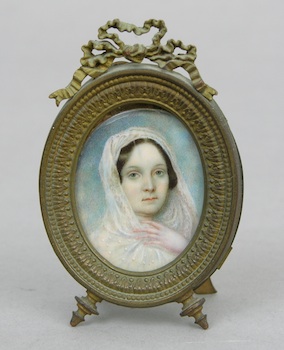 Appraisal: A Miniature Portrait on Ivory in Gilt Frame th Century