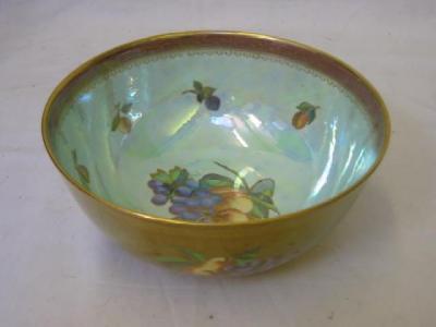 Appraisal: A WEDGWOOD LUSTRE BOWL painted with fruit on a turquoise