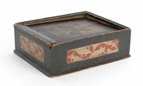 Appraisal: Pennsylvania painted slide lid box late th c with red