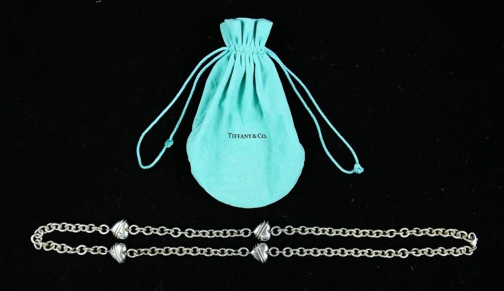 Appraisal: Tiffany Co sterling chain link necklace with hearts marked Tiffany