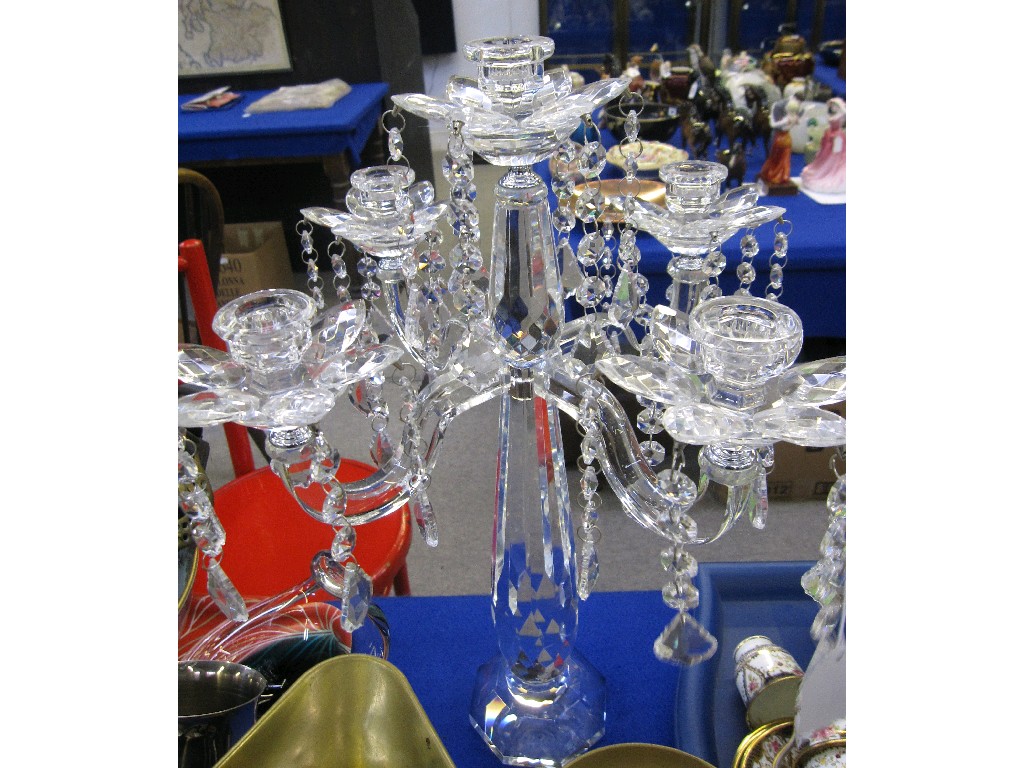 Appraisal: Modern crystal five branch candelabra