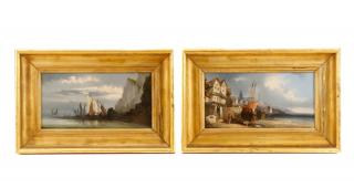 Appraisal: Pair of Continental Harbor Scenes O B Signed Continental School