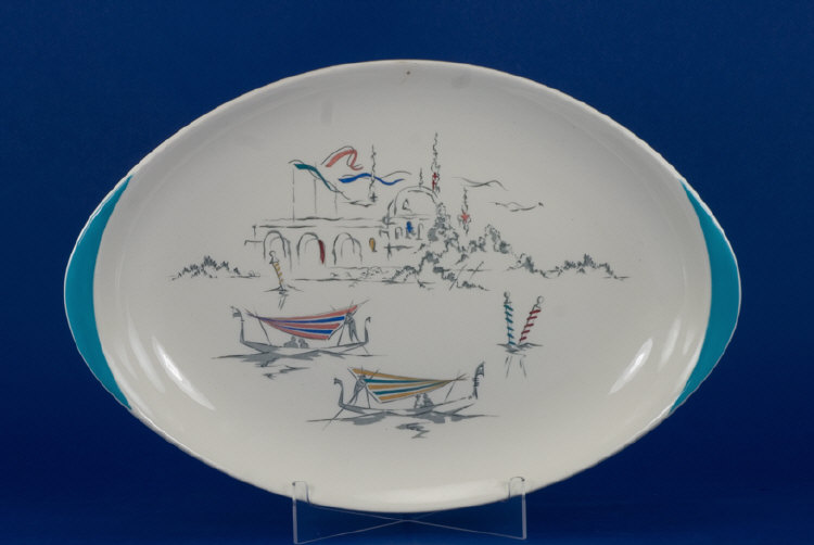 Appraisal: Royal Doulton 's Venetian Scenes Oval Plate D inches in