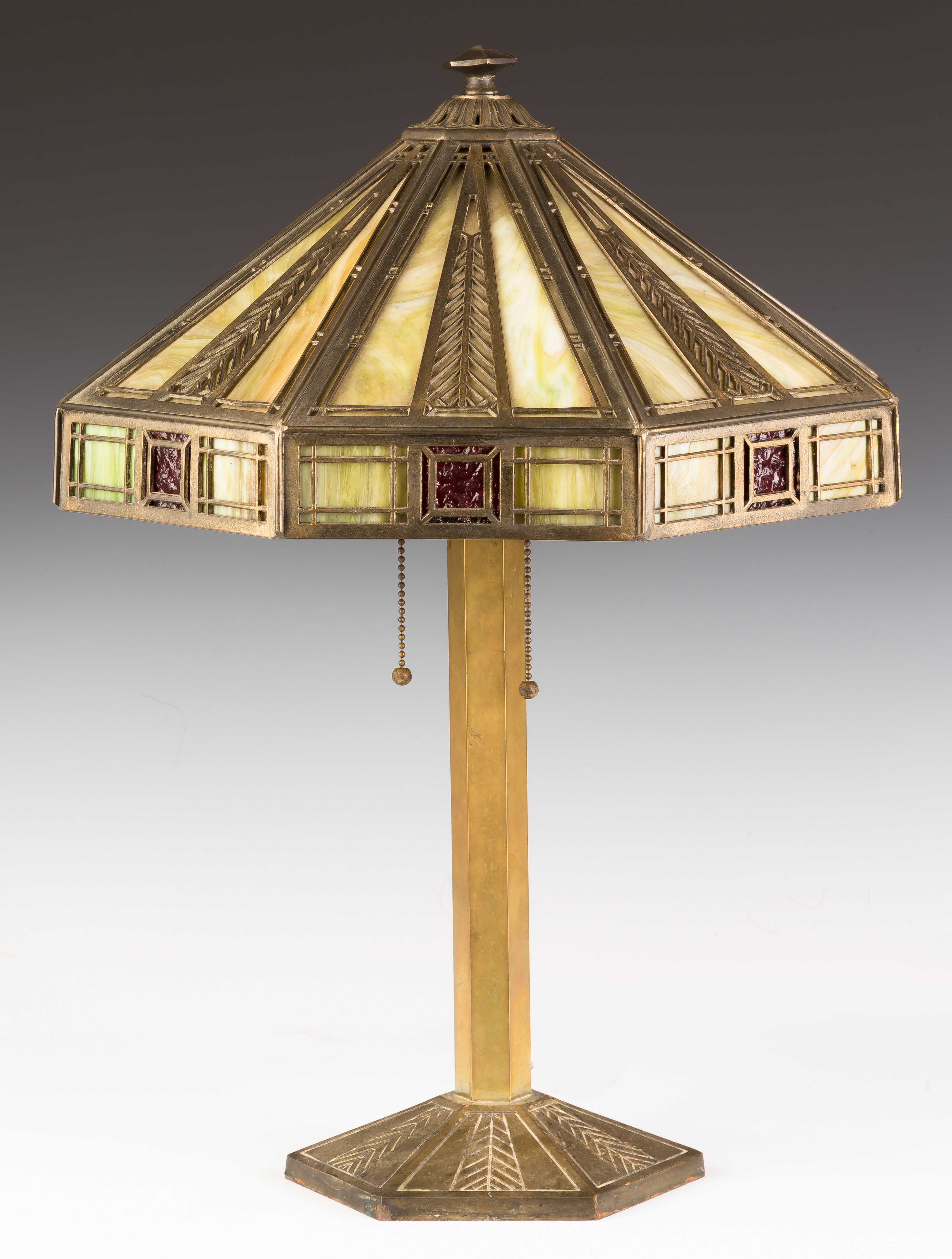 Appraisal: Bradley and Hubbard Art Deco Brass Panel Lamp