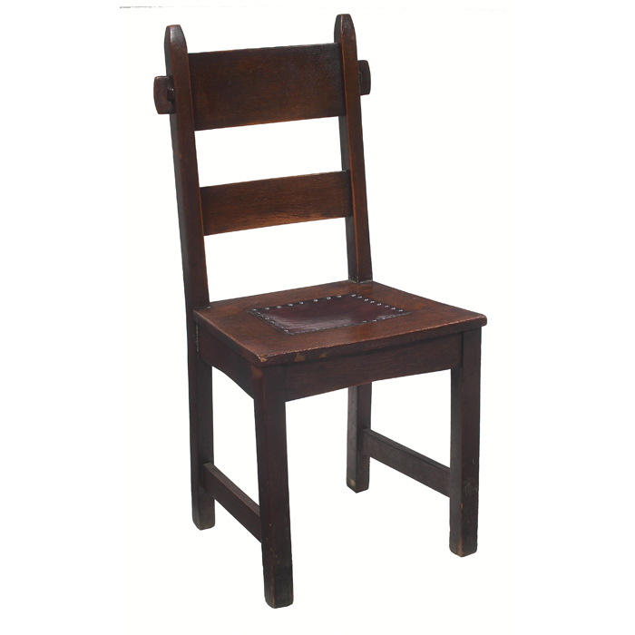 Appraisal: Gustav Stickley side chair rabbit-ear form with two horizontal slats