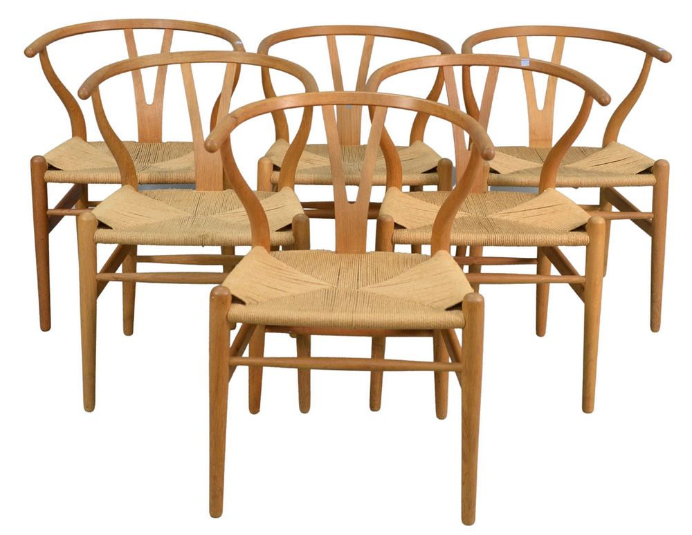 Appraisal: Set of Eight Carl Hansen Wishbone Armchairs marked Carl Hansen