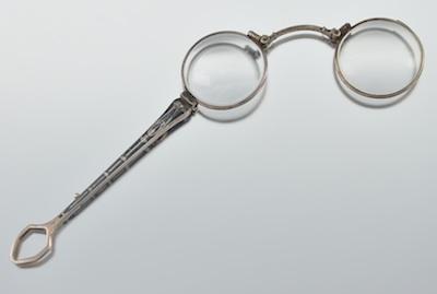 Appraisal: A Silver Niello Lorgnette Marked inside the bridge the lorgnette