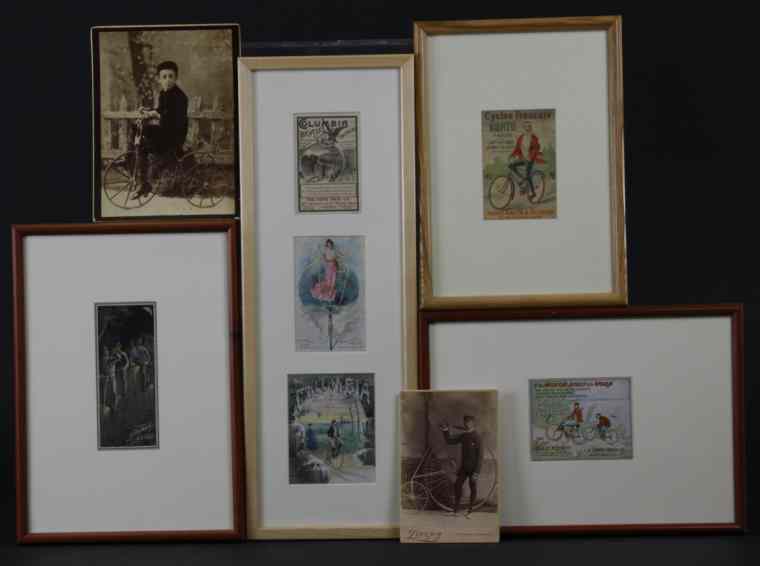 Appraisal: BICYCLE AD CARDS LOT Early bicycle cards and photos depicting