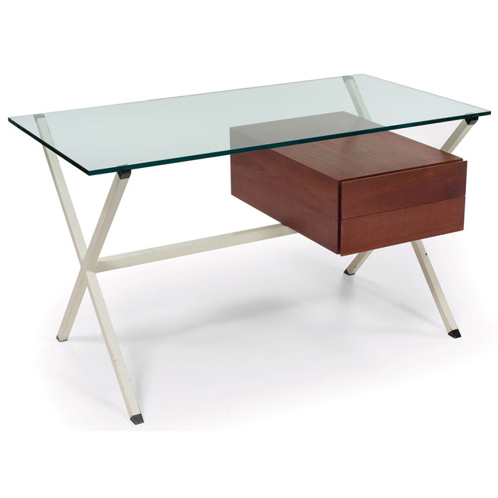 Appraisal: Franco Albini desk by Knoll Italy c white enameled steel