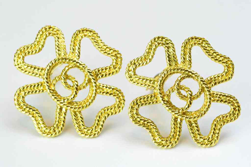 Appraisal: Pr Chanel Ear ClipsDepicting what appears to be four-leaf clovers