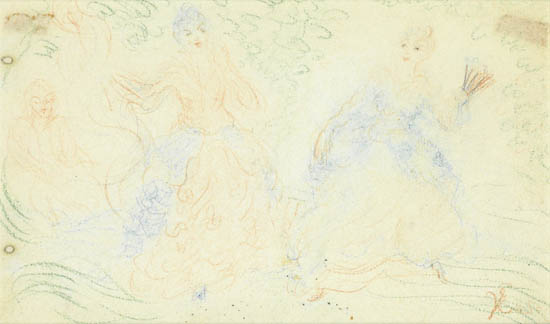 Appraisal: JAMES ENSOR Trois Figures Color pencils on cream wove paper