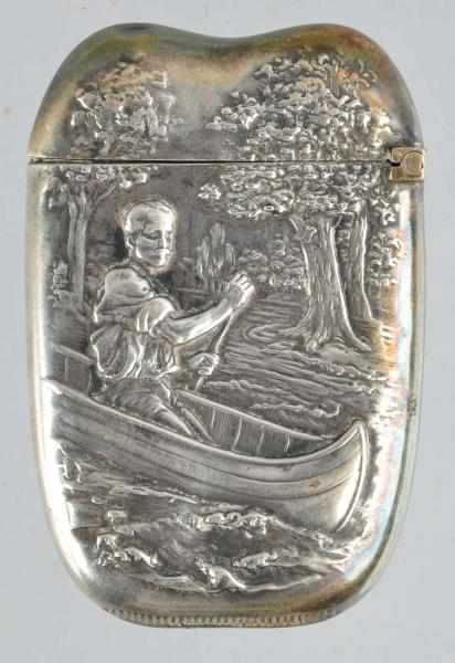 Appraisal: Unmarked Sterling Man in Rowboat Match Safe Description Excellent detail