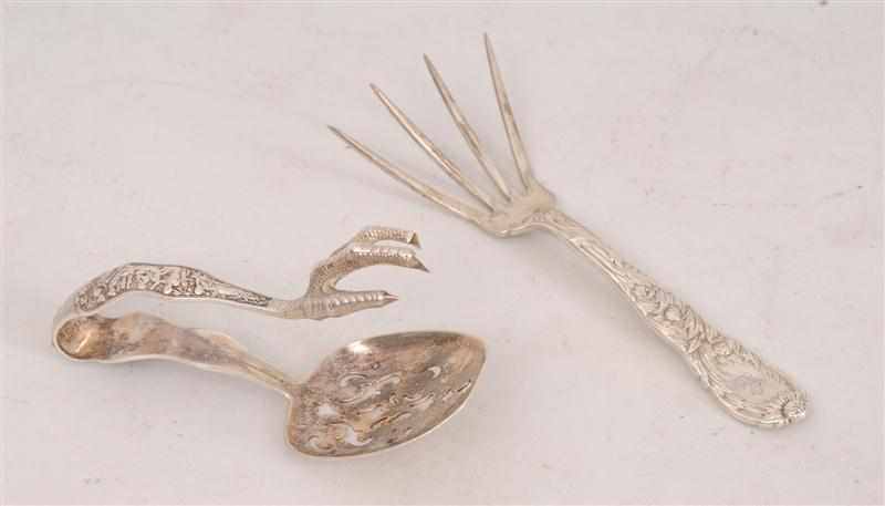 Appraisal: TWO TIFFANY CO MONOGRAMMED SILVER SERVING PIECES Comprising a ''Chrysanthemum''