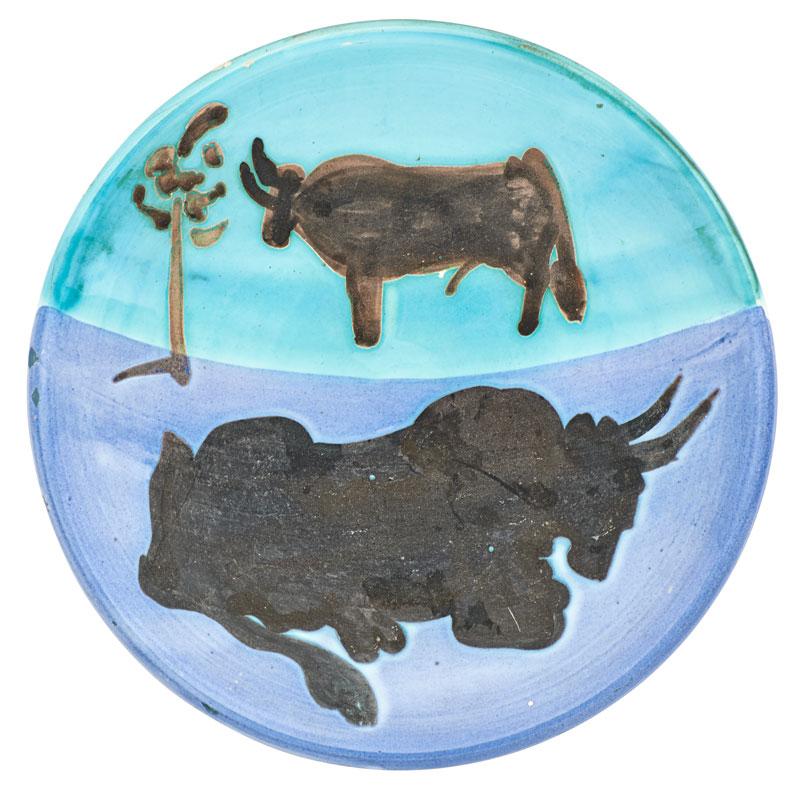 Appraisal: PABLO PICASSO MADOURA Plate Toros PABLO PICASSO - MADOURA Glazed