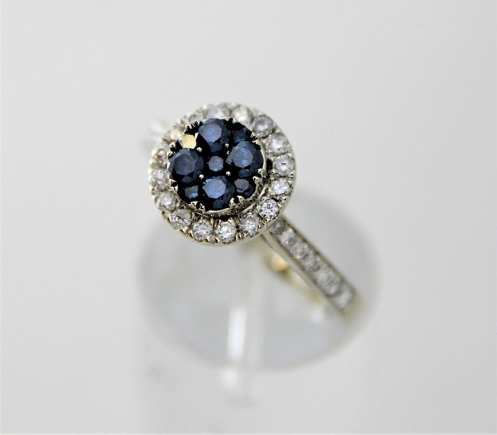 Appraisal: K Gold Blue White Diamond Lady's Ring th Century Prong