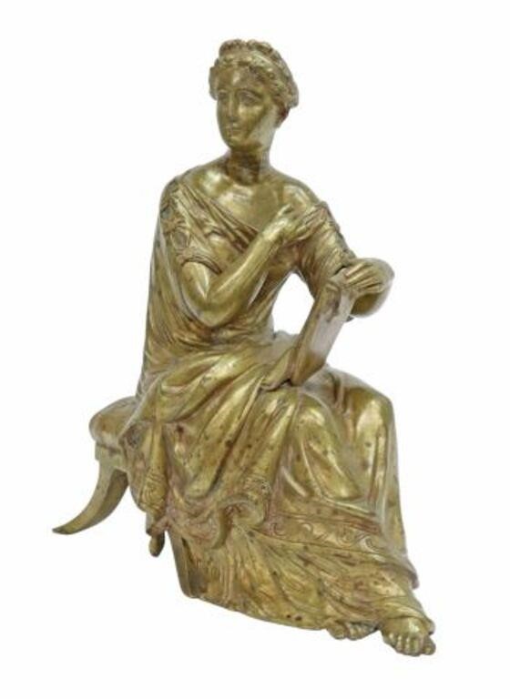 Appraisal: Polished bronze sculpture possibly a clock topper Sappho signed in